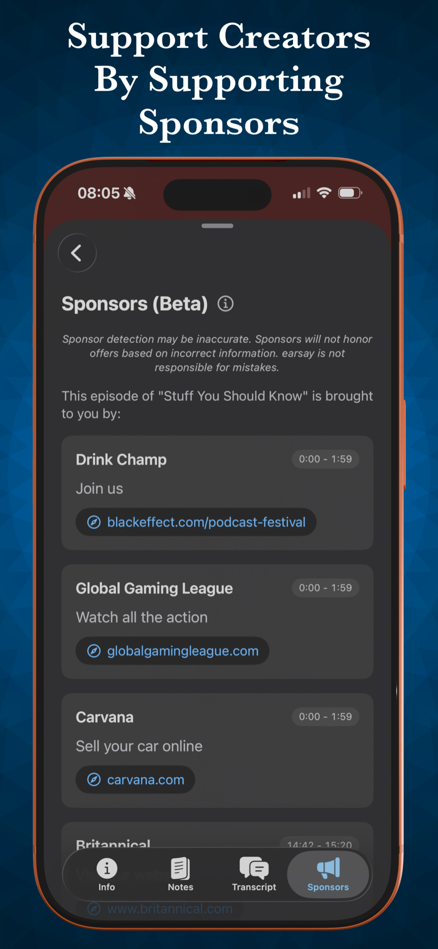 Sponsors Tab